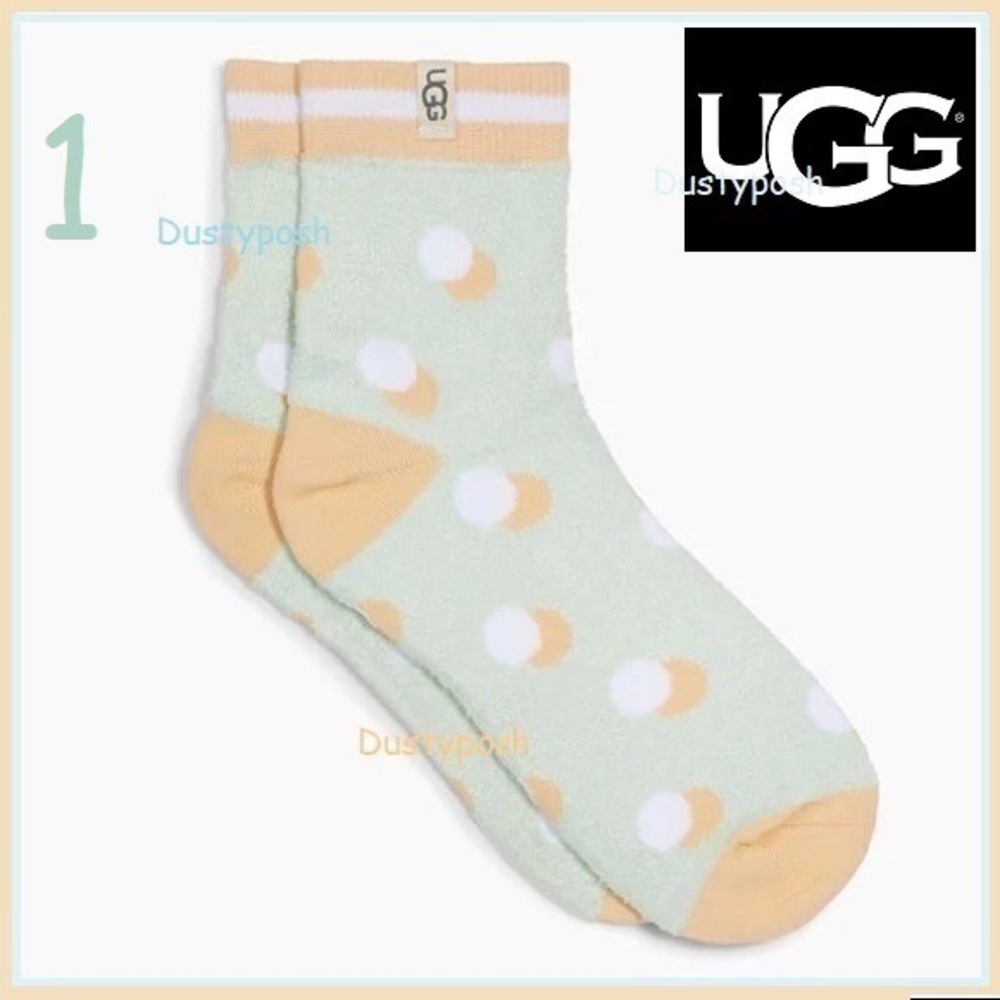 UGG Gretchen Quarter Sock Soft Blue Red Peach New